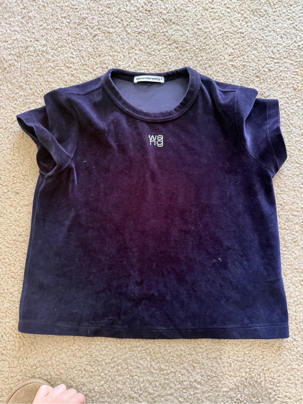 Alexander Wang midnight blue Velvet Logo Tee